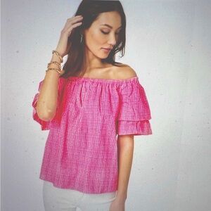 NWT Lilly Pulitzer Frankee Off-The-Shoulder Top - Pink Isle